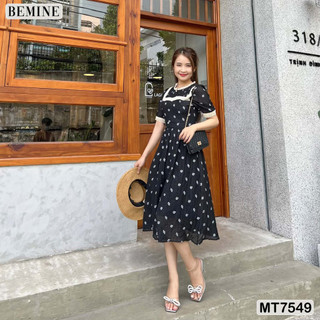 Đầm hoa nhí cổ tròn tùng xoè BEMINE MT7549