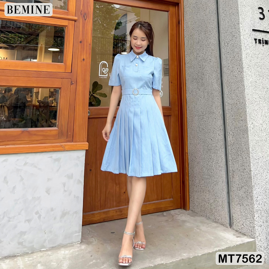 Đầm công sở ngắn tay tùng xếp ly BEMINE MT7562