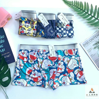 Quần lót nam Doremon, quần sịp đùi nam hoạt hình chất liệu thun lạnh cao cấp co giãn thoáng mát.