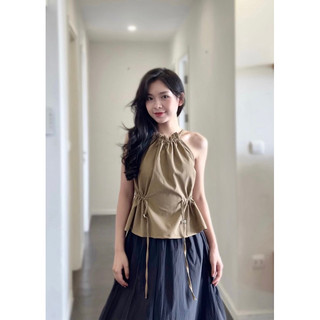 Áo đũi sần cổ yếm rút dây thắt eo Tấm Clothes