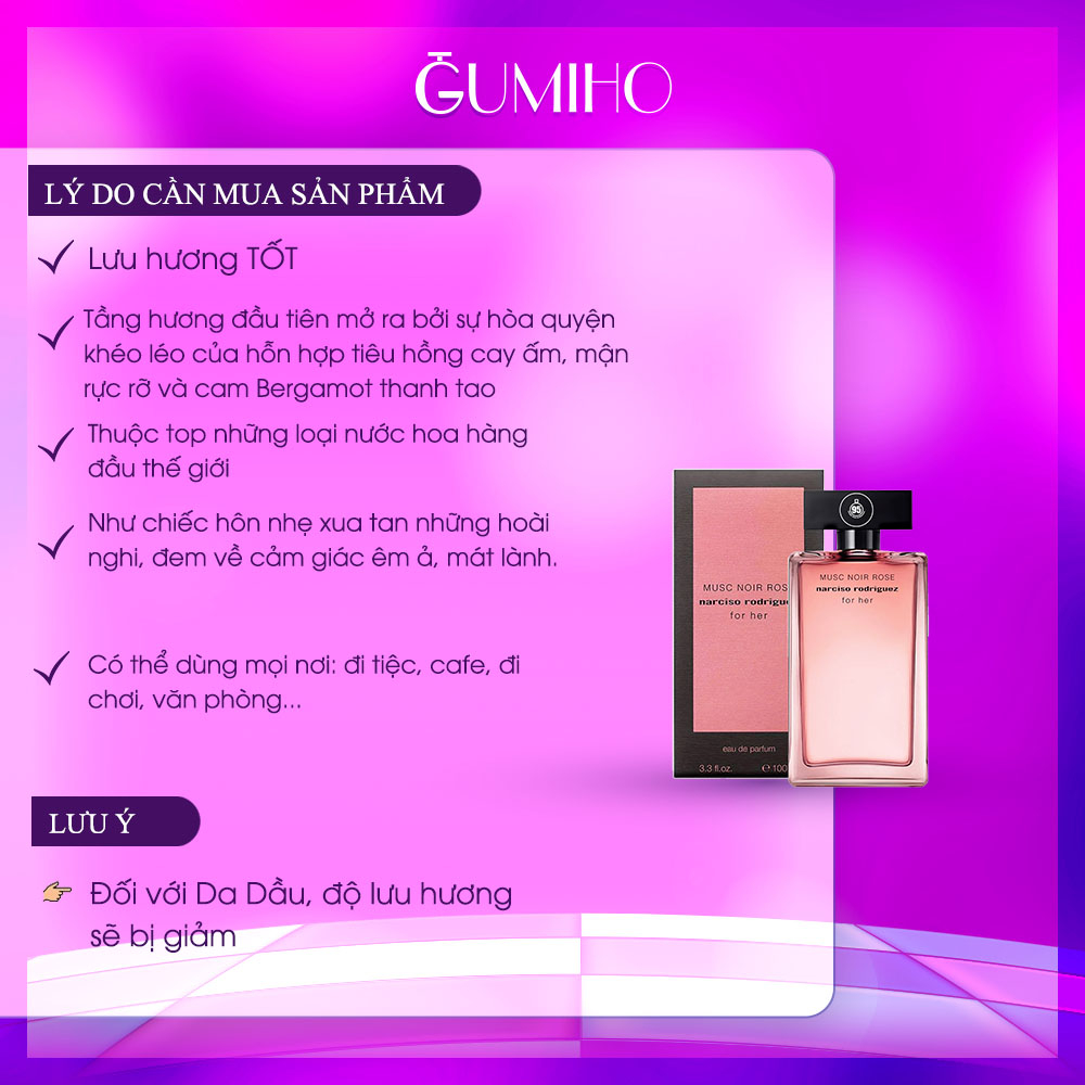 Nước hoa nữ Narciso Musc Noir Rose for Her EDP 2022 - Gumiho Perfumes
