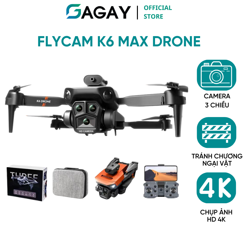 Flycam máy bay không người lái K6 Max Drone tránh chướng ngại vật toàn diện, fly cam camera 3 chiều, hình ảnh 4k GAGAY | BigBuy360 - bigbuy360.vn