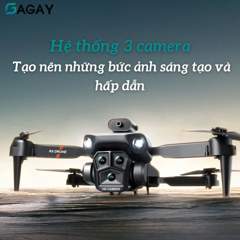 Flycam máy bay không người lái K6 Max Drone tránh chướng ngại vật toàn diện, fly cam camera 3 chiều, hình ảnh 4k GAGAY | BigBuy360 - bigbuy360.vn