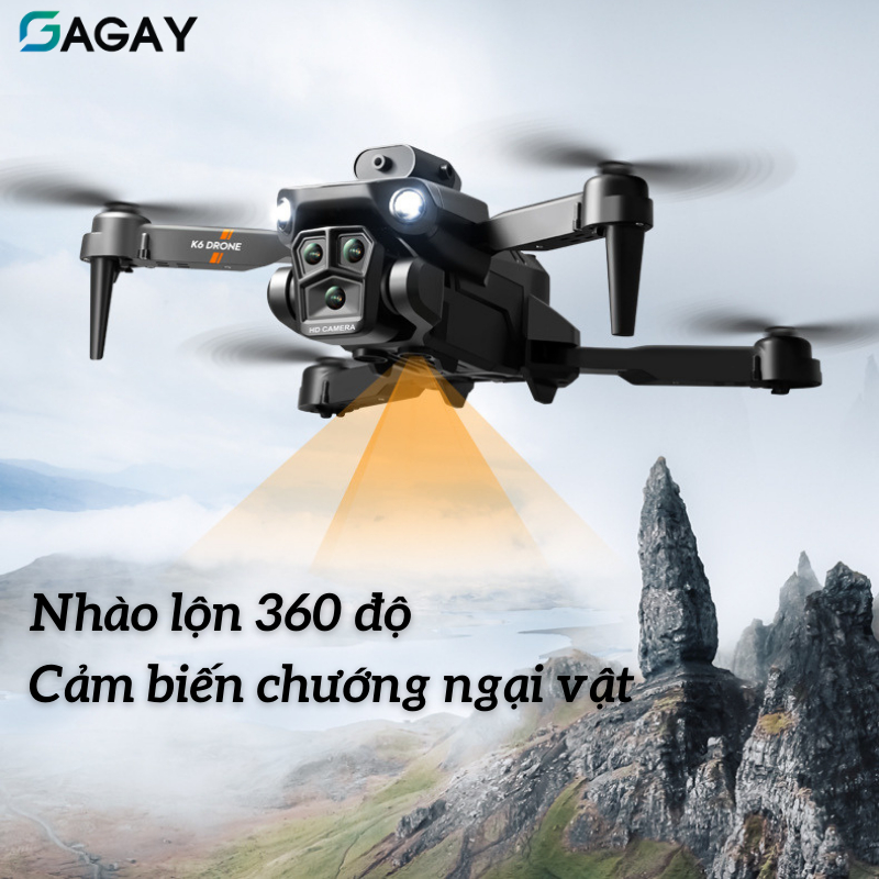 Flycam máy bay không người lái K6 Max Drone tránh chướng ngại vật toàn diện, fly cam camera 3 chiều, hình ảnh 4k GAGAY | BigBuy360 - bigbuy360.vn