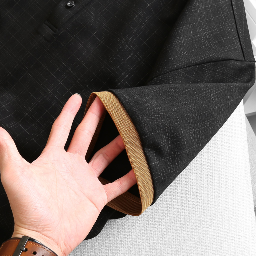 BIGSIZE NAM 80-140KG ÁO POLO ĐEN PHỐI NÂU Ô VUÔNG 2BIG NAVY STAR