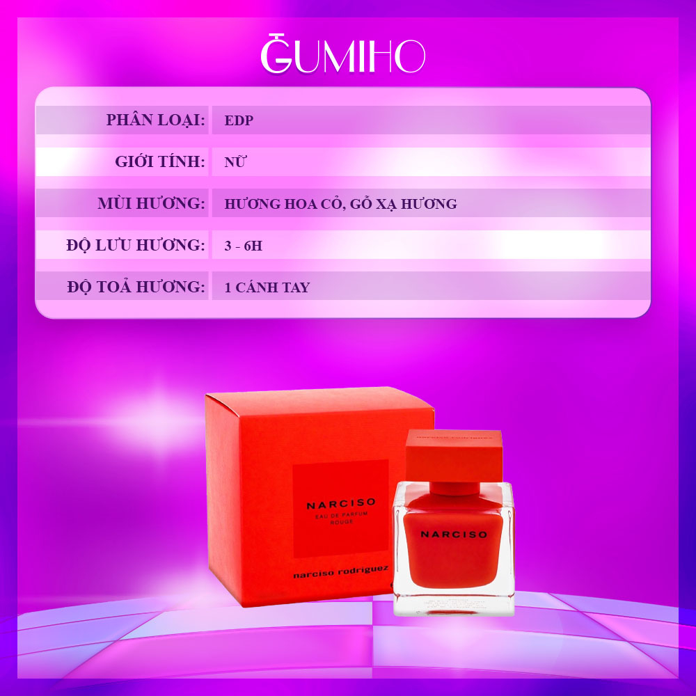 Nước hoa nữ hương phấn Narciso Rouge EDP - Narciso Đỏ lùn - Gumiho Perfume