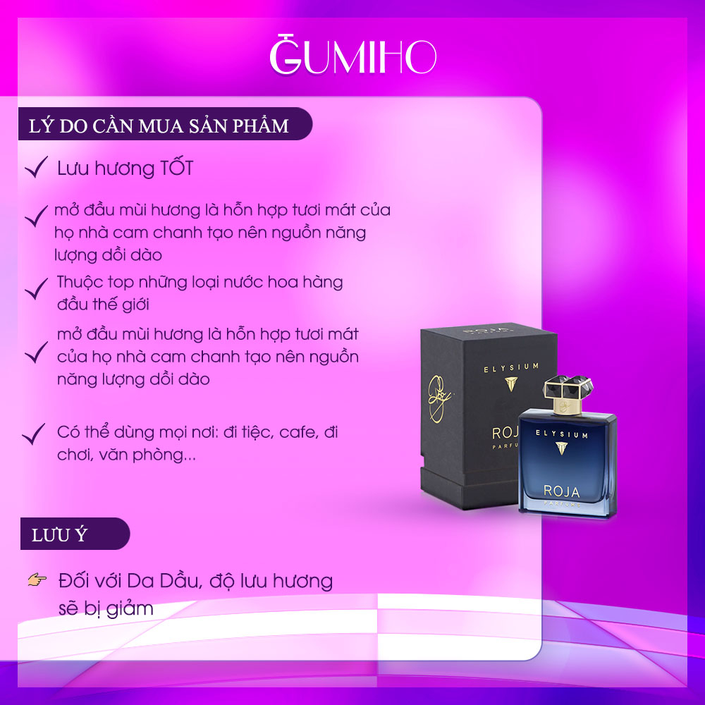 Nước Hoa Nam Roja Elysium Sang Trọng, Nam Tính, Cuốn Hút - GumihoPerfume