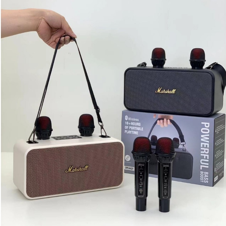 Loa bluetooth karaoke K186 kèm 2 micro không dây xách tay công xuất 20W âm thanh trầm ấm bass căng- TECHMALL.STORE