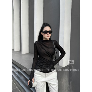 Áo phông giấy nữ rúm vai 2 màu