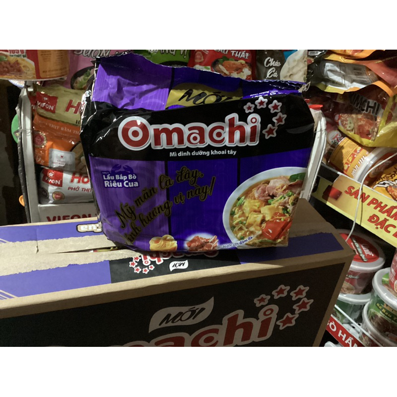 Thùng 30 gói mì Omachi bắp bò riêu cua