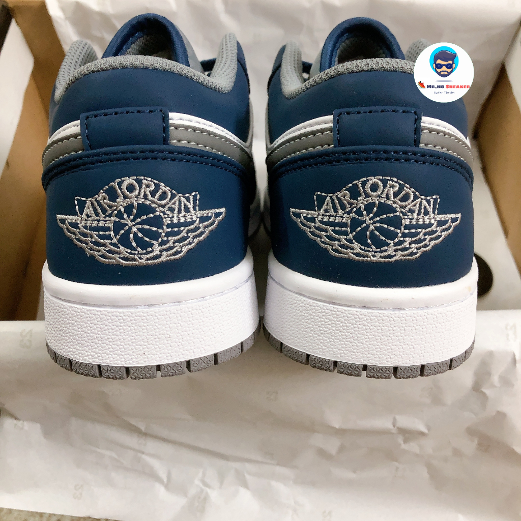 Giày Sneaker Jordan 1 Low True Blue Cement - Bản Chất lượng cao nhất   Fullbox Fullpk