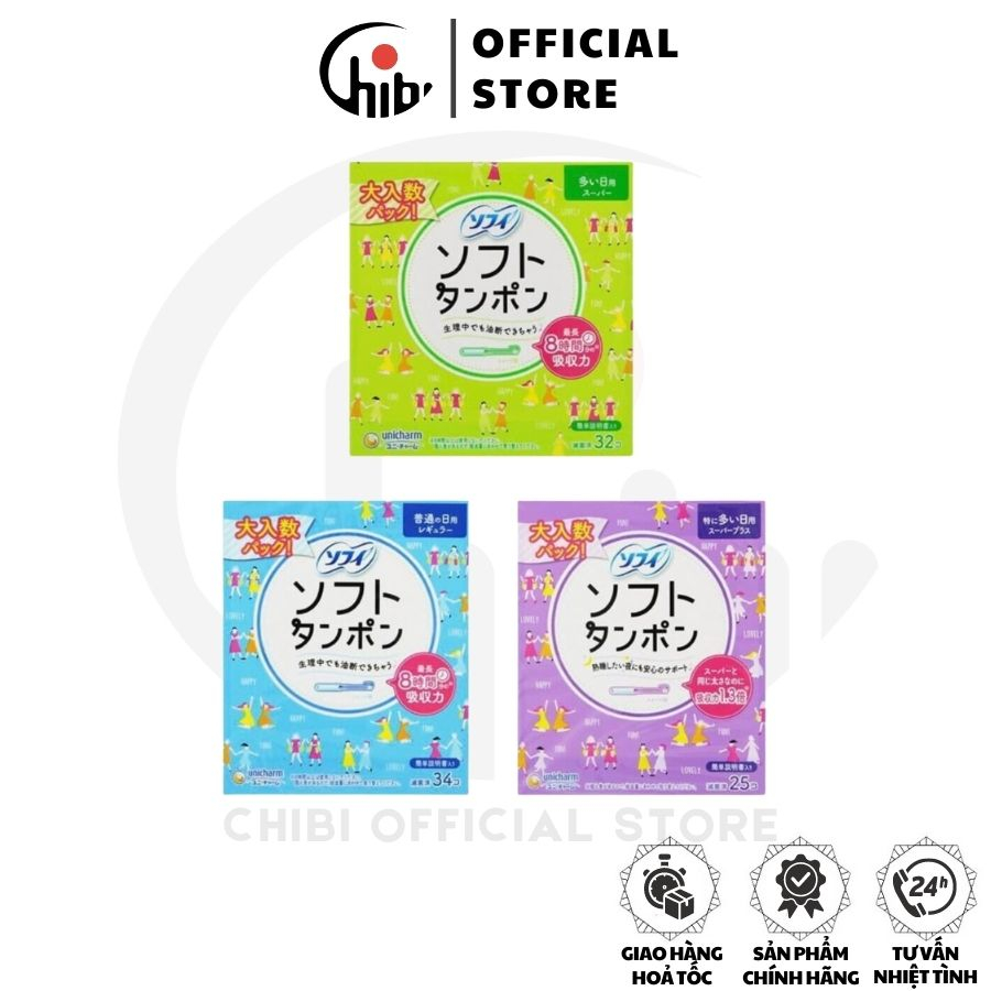 Băng vệ sinh Tampon Unicharm Nhật Bản Siêu Thấm Hút Khô Thoáng Dịu Nhẹ Siêu Sạch
