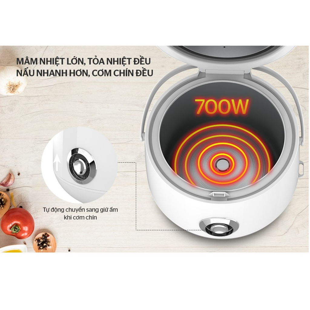 Nồi cơm điện 1.8L Sunhouse SHD8606 công suất 700W nấu nhanh chín đều Hàng chính hãng-KIMBAO