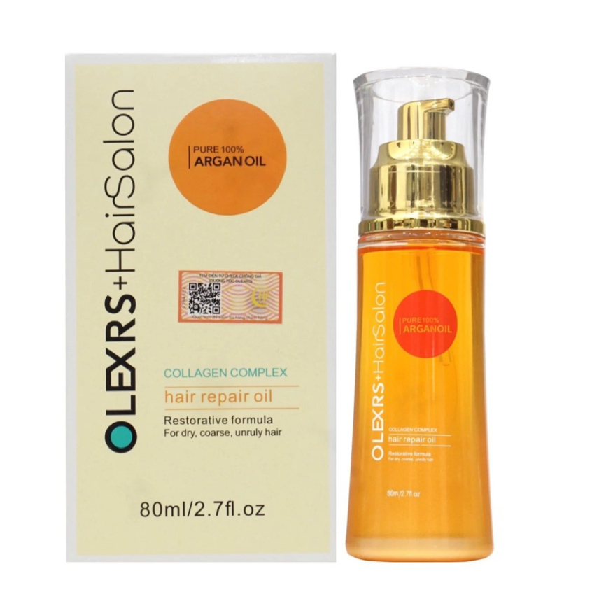Dầu dưỡng tóc Olexrs Hairsalon Pure 100% Argan Oil Collagen Complex Hair Repair Oil 80ml