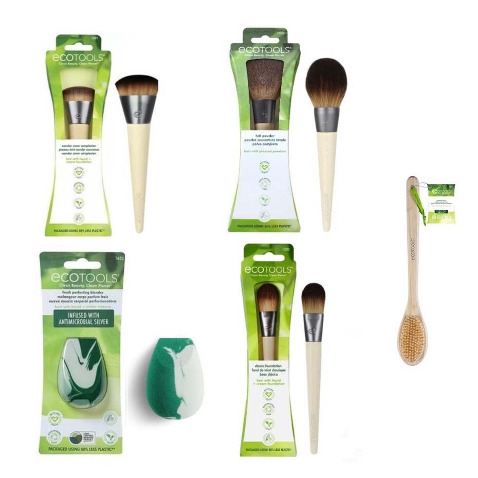 Cọ trang điểm và bông mút Ecotools Makeup Brush các loại màu xanh lá