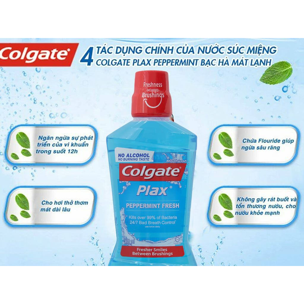Nước súc miệng Colgate Plax Peppermint Fresh 500ml