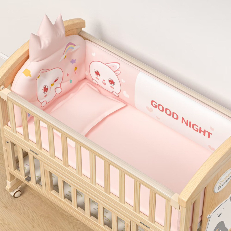 Bộ Quây Cũi Hoàng Gia Cao Cấp, Bao Gồm 4 Mặt  Quây Nôi Em Bé kích thước 100x56 & 116x66