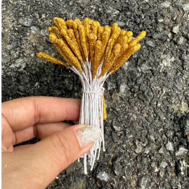 Nhuỵ hoa giả kim tuyến dài 9cm làm hoa trang trí, hoa handmade