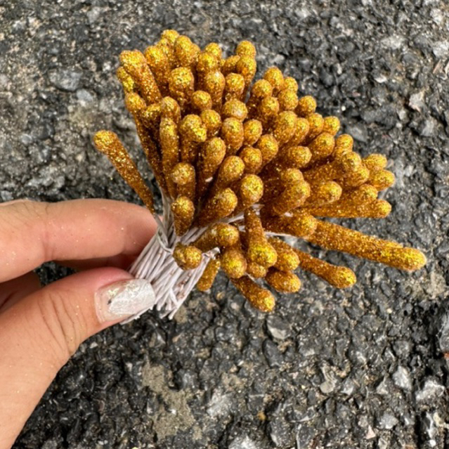 Nhuỵ hoa giả kim tuyến dài 9cm làm hoa trang trí, hoa handmade