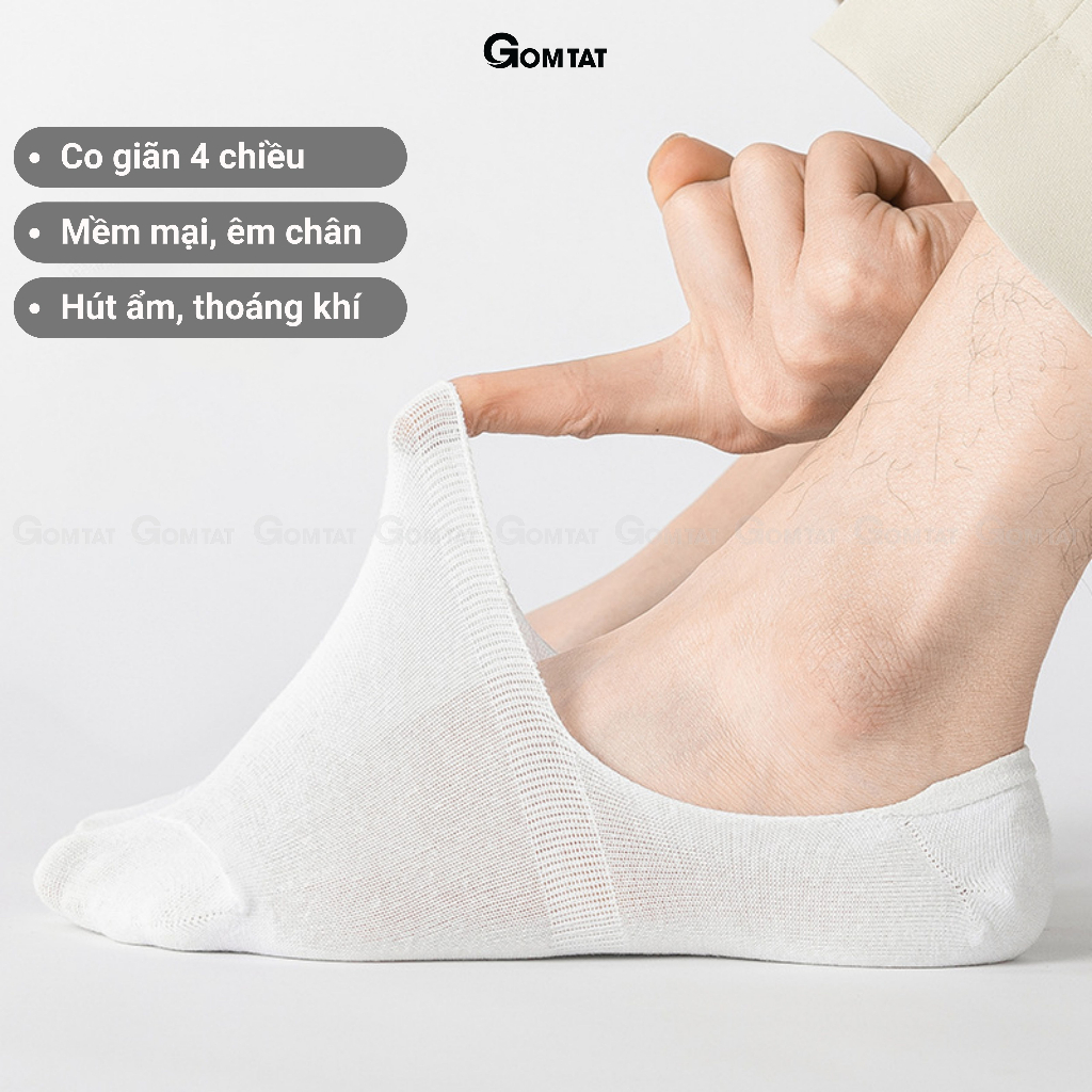 Tất lười nam nữ GOMTAT chất liệu cotton mềm mại, thoáng mát, có đệm cao su chống trượt gót chân  -TAT-LUOI-02