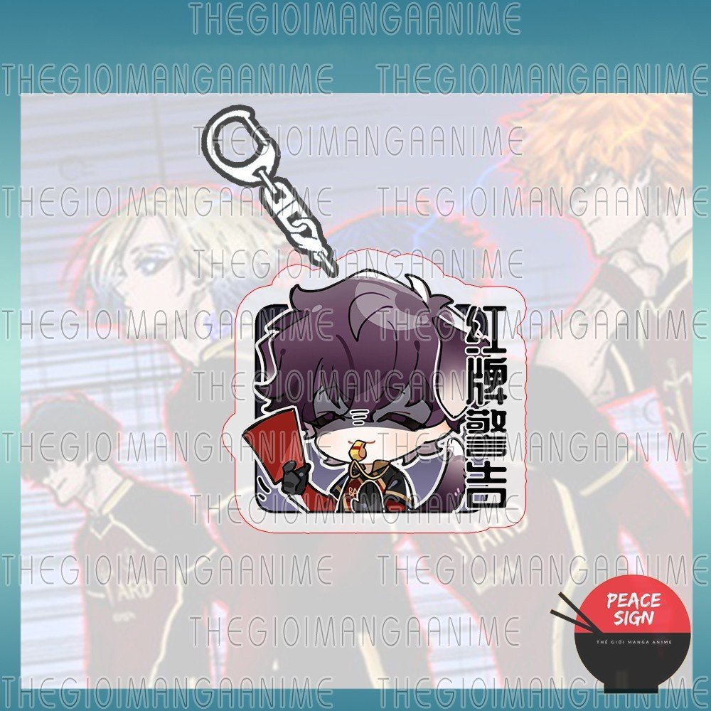 Móc khóa BLUE LOCK  ver Tai chữ in hình anime chibi treo chìa khóa mica trong acrylic quà tặng dễ thương