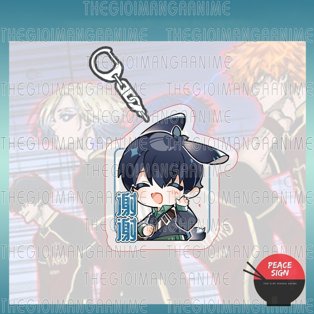 Móc khóa BLUE LOCK  ver Tai chữ in hình anime chibi treo chìa khóa mica trong acrylic quà tặng dễ thương