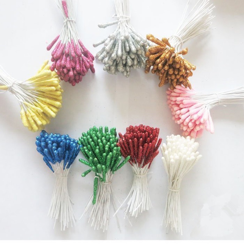 Nhuỵ hoa giả kim tuyến dài 9cm làm hoa trang trí, hoa handmade