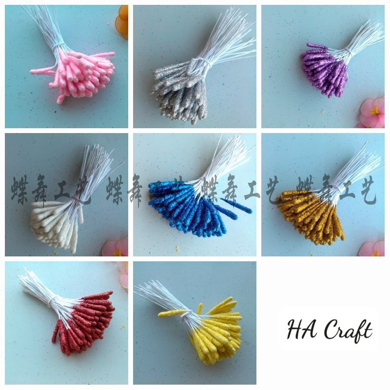 Nhuỵ hoa giả kim tuyến dài 9cm làm hoa trang trí, hoa handmade