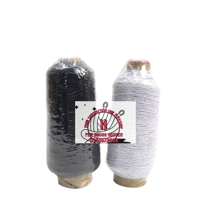 0Chun chỉ cuộn lớn > Chỉ nhún thun cuộn lớn 2 màu trắng đen