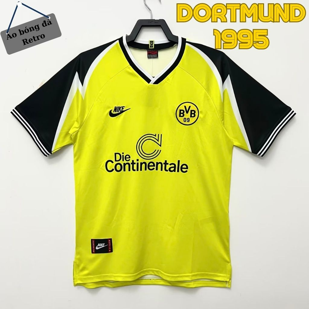 Áo bóng đá retro dortmund 1995 vàng vải Cotton Polyester thời trang blockcore