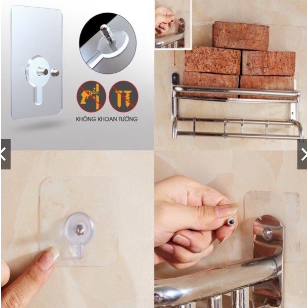 Miếng Dán Tường Đinh Vít Treo Tường Siêu Chắc - Treo Giá Kệ, Tranh Ảnh Trên Tường Không Cần Khoan Đục - Keo Dày