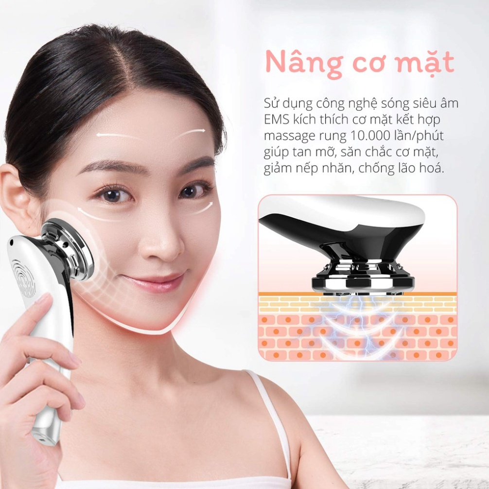 Máy Massage Mặt Đẩy Tinh Chất ion cầm tay nâng cơ mặt làm sạch sâu cấp ẩm máy điện di máy tẩy trang