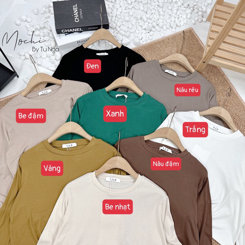 Áo thun trơn mỏng croptop dài tay - tag FSD mã 2152
