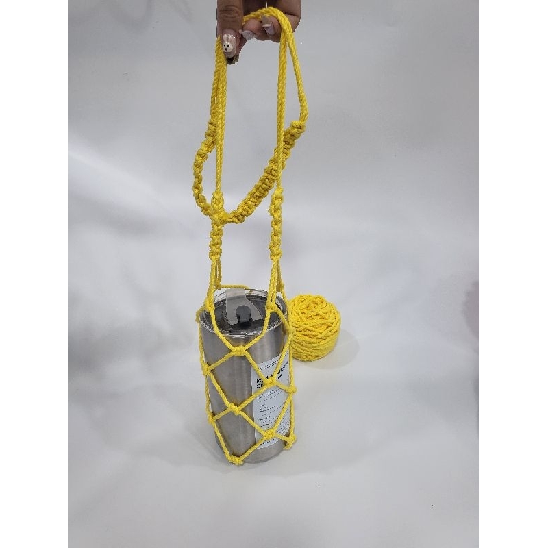 Túi đựng bình nước đeo chéo sợi len macrame