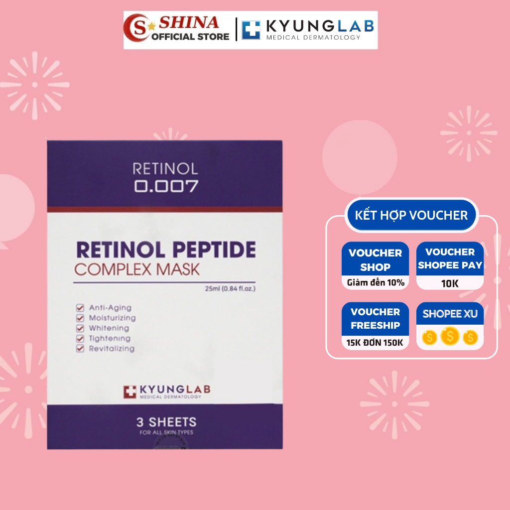 Mặt Nạ Retinol Kyung Lab, Retinol Peptide Complex Mask giúp phục hồi, dưỡng sáng, se khít lỗ chân lông, mềm mịn trẻ hóa