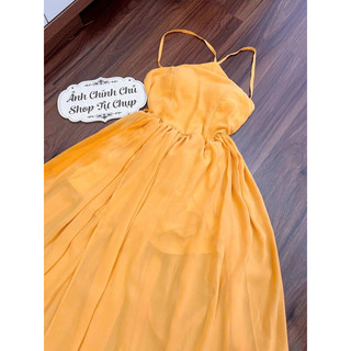 gv13- đầm maxi yếm Đan lưng, chất voan