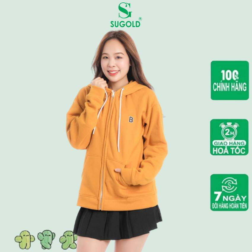 Áo Khoác Hoodie Zip Nữ, Áo Khoác Nỉ SUGOLD, Vải Nỉ Cotton 100% Unisex Có Size Từ 40-75kg, RZ65