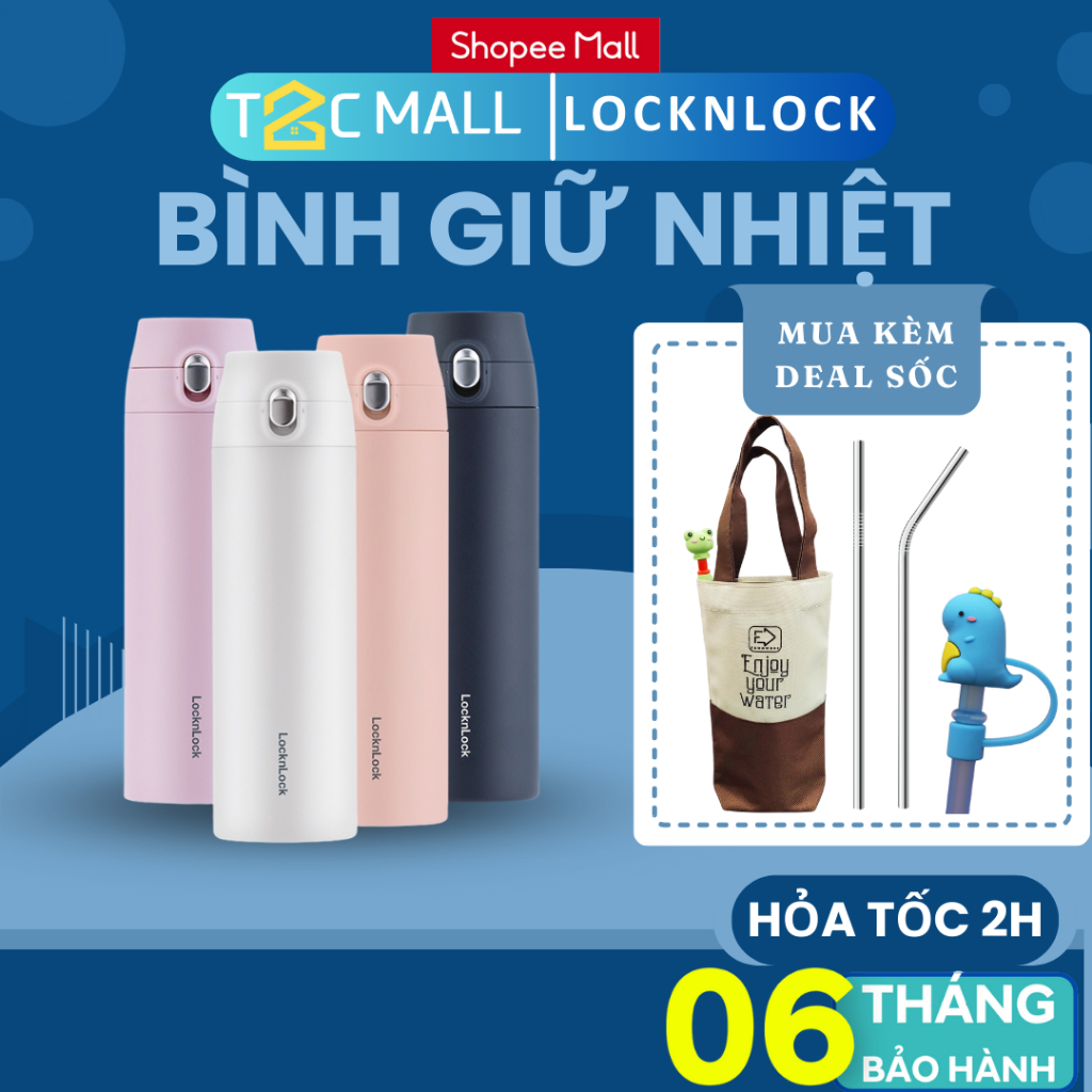 Bình Giữ Nhiệt LocknLock 500ML nhỏ gọn, màu đẹp Featherlight One-touch Tumbler Lock&Lock LHC3257 - T2Cmall