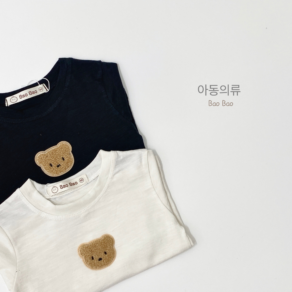 Áo cotton xước dài tay in gấu mềm mịn cho bé trai bé gái