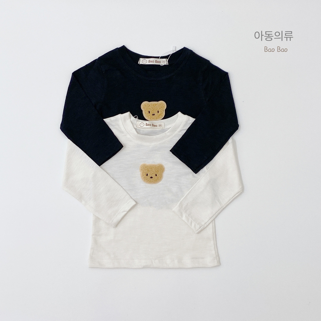 Áo cotton xước dài tay in gấu mềm mịn cho bé trai bé gái