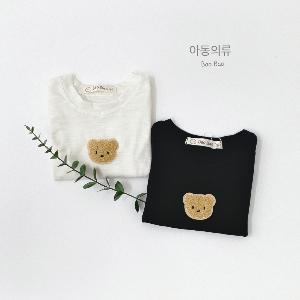 Áo cotton xước dài tay in gấu mềm mịn cho bé trai bé gái