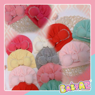 Mũ tuban nơ bông viền ren đáng yêu cho bé gái, turban củ tỏi trùm đầu em bé siêu xinh