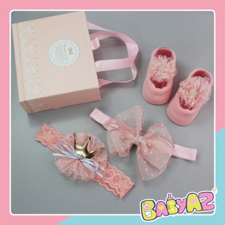 Set phụ kiện băng đô và giầy tất hộp quà xinh cho bé