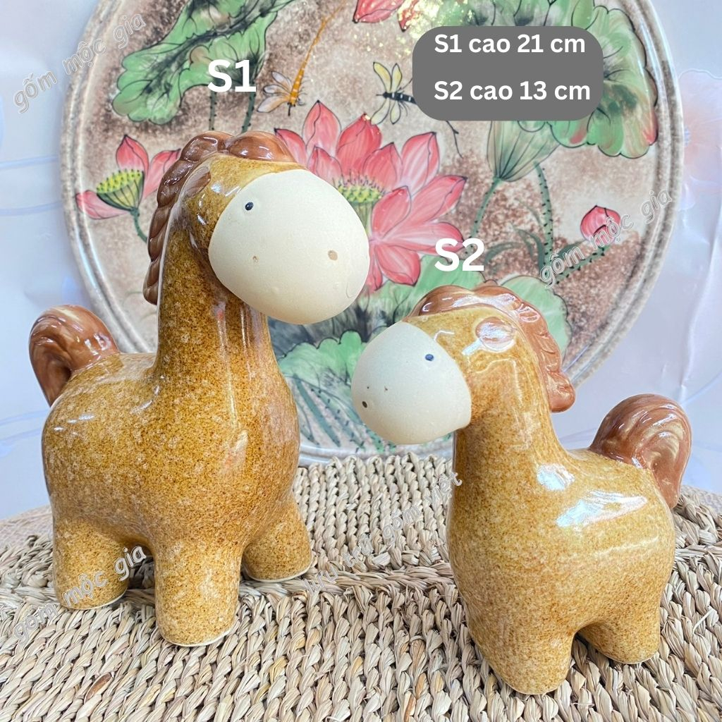 Bộ đôi ngựa trang trí , decor BÁT TRÀNG - GỐM MỘC GIA - men bóng cao cấp nhiều mẫu
