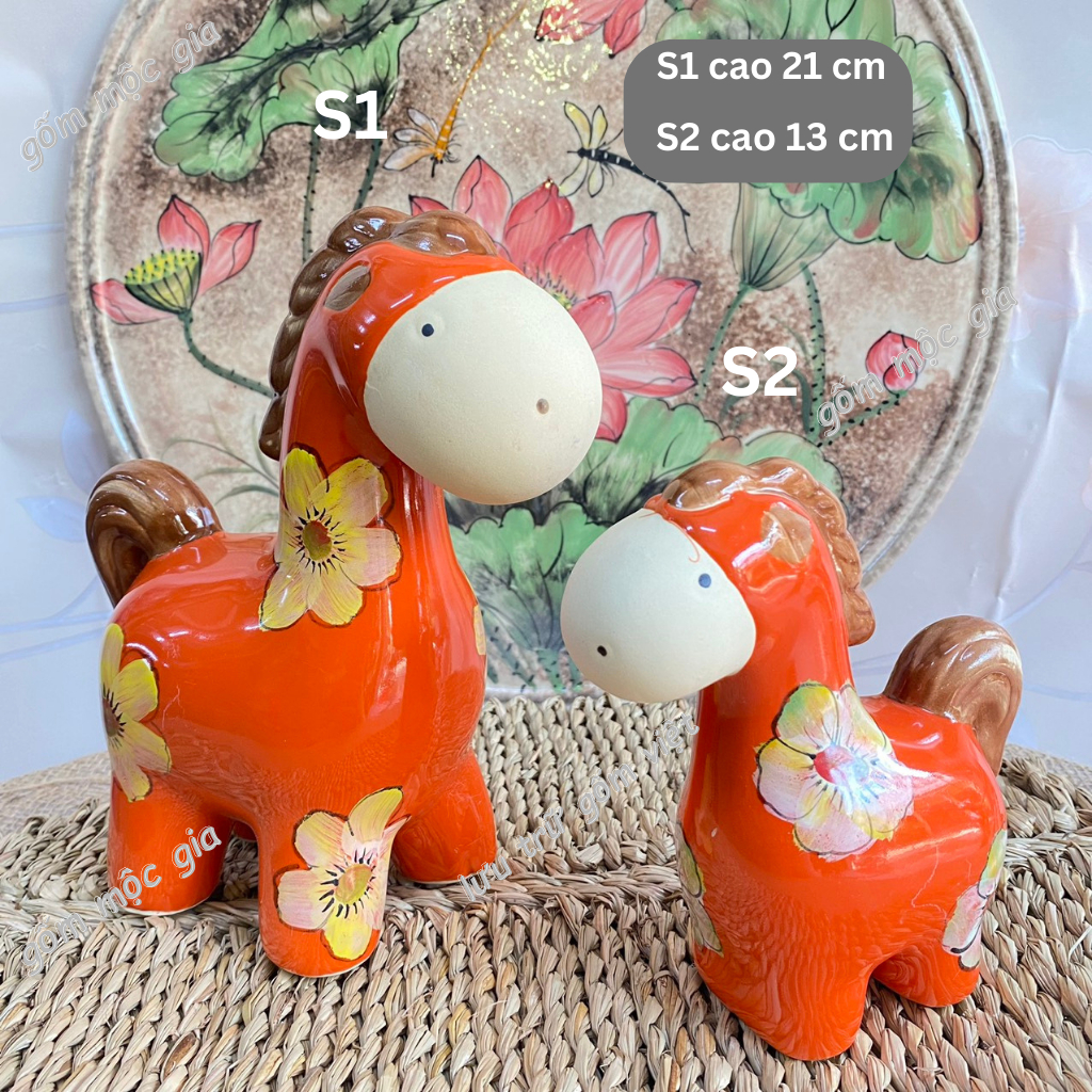 Bộ đôi ngựa trang trí , decor BÁT TRÀNG - GỐM MỘC GIA - men bóng cao cấp nhiều mẫu