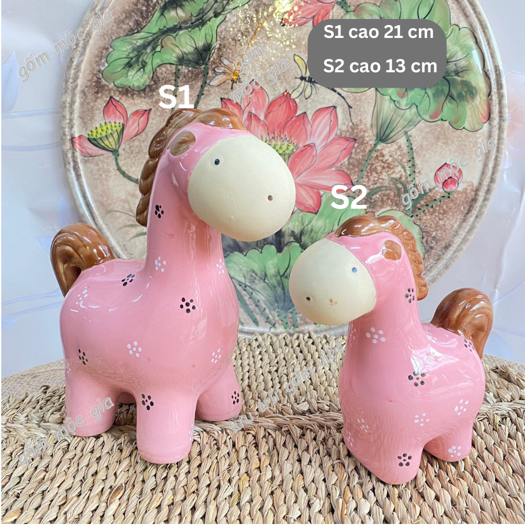 Bộ đôi ngựa trang trí , decor BÁT TRÀNG - GỐM MỘC GIA - men bóng cao cấp nhiều mẫu