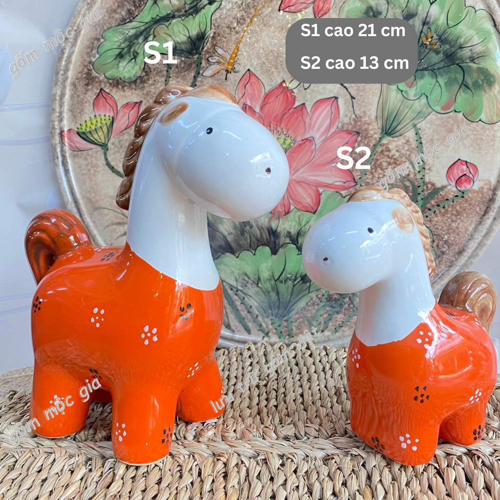 Bộ đôi ngựa trang trí , decor BÁT TRÀNG - GỐM MỘC GIA - men bóng cao cấp nhiều mẫu