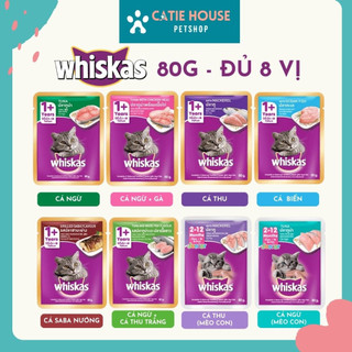 [Hỏa Tốc] Pate Whiskas Dạng Sốt cho Mèo Con, Mèo Trưởng Thành Đủ 8 vị 80g,  Hàng Công Ty