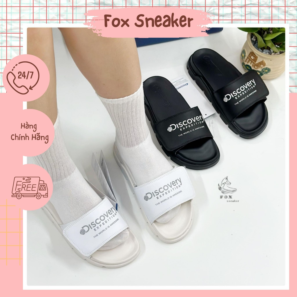 Dép Discovery Brick Slide 2 Phối Màu Đen - Trắng Hàng Chính Hãng DX-LP410-2N-K001 - Fox Sneaker