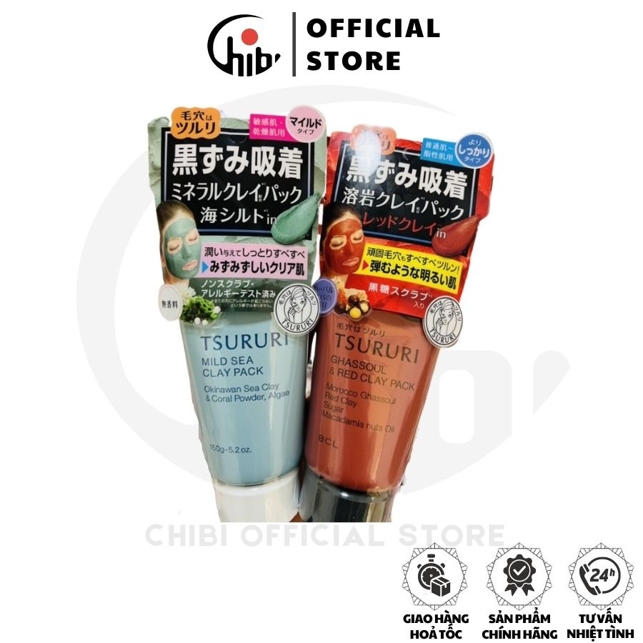 Mặt Nạ Bùn Khoáng Tsururi Nhật Bản Sạch Sâu Sáng Da Giảm Mụn Đầu Đen 150g
